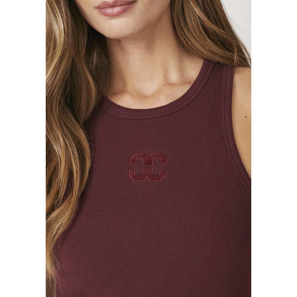 co'couture SAHARA EMBROIDERY TANK TOP - WINERED