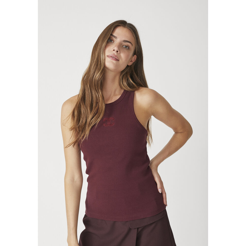 co'couture SAHARA EMBROIDERY TANK TOP - WINERED