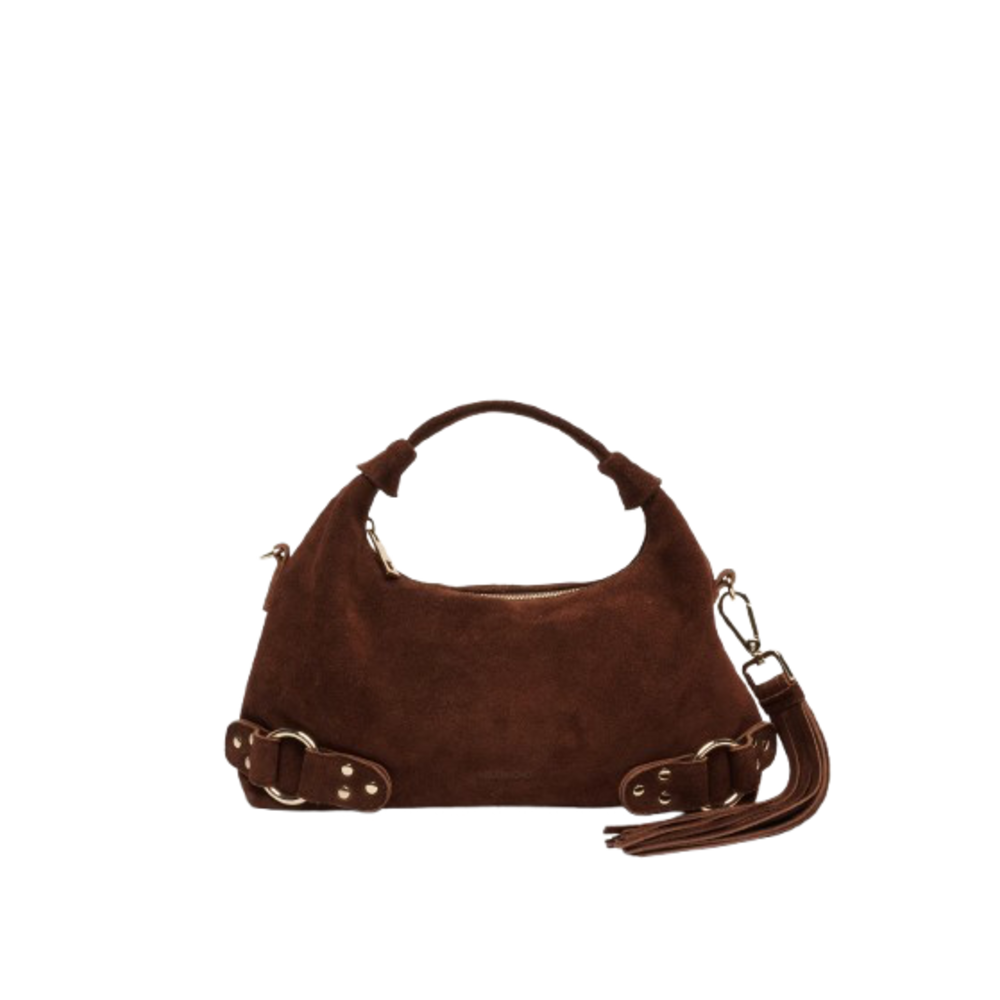 NUNOO DANDY FRINGE SUEDE BAG - DARK BROWN