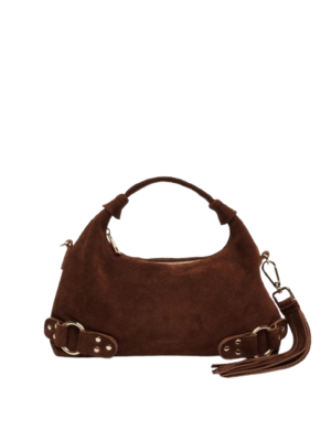 NUNOO DANDY FRINGE SUEDE BAG - DARK BROWN