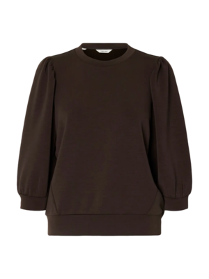Selected Femme TENNY 3/4 SWEAT TOP - DARK BROWN