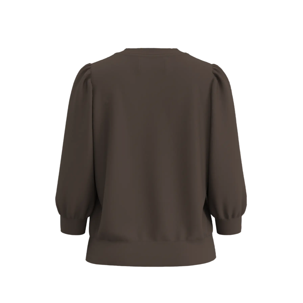 Selected Femme TENNY 3/4 SWEAT TOP - DARK BROWN