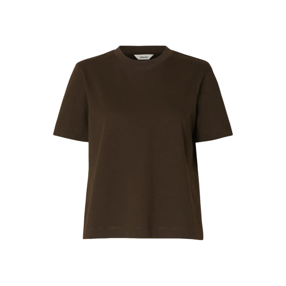 Selected Femme ESSENTIAL BOXY TEE - BROWN