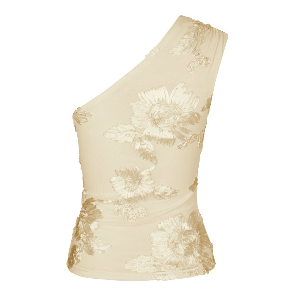 FLORINI BIG FLOWER MESH TOP - LIGHT YELLOW Neo Noir FLORINI BIG FLOWER MESH TOP - LIGHT YELLOW
