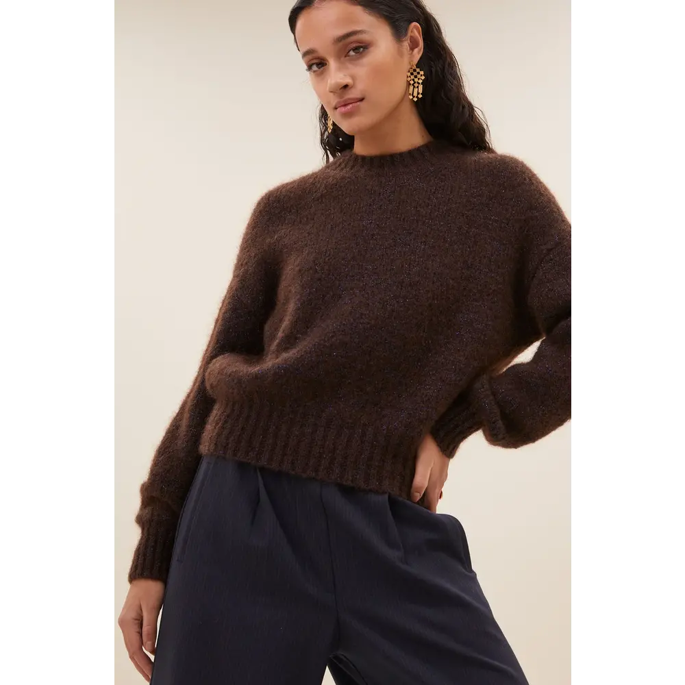BY BAR SONNY SPARKLE PULLOVER - DARK BROWN