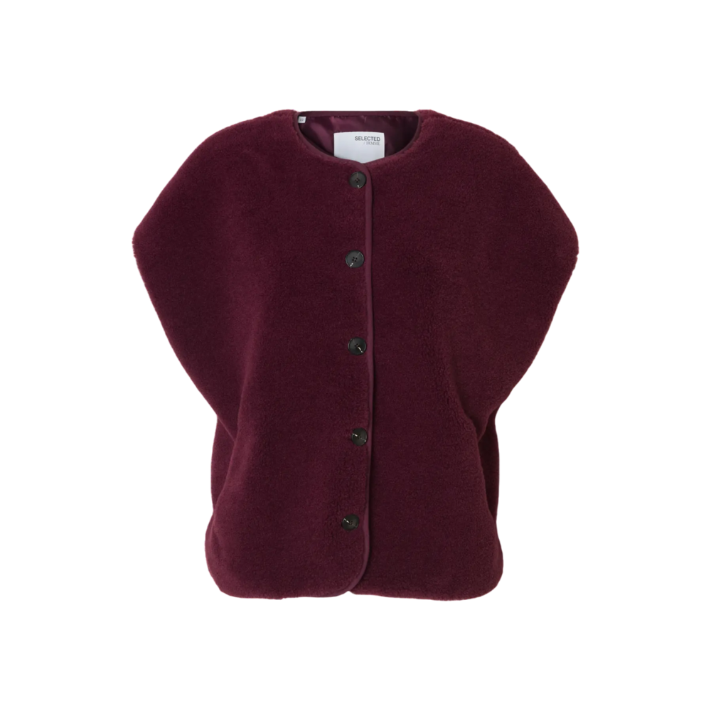 Selected Femme SMILLA TEDDY GILET - BORDEAUX