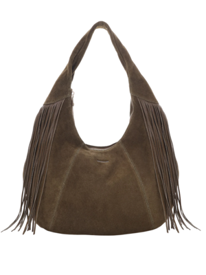 NUNOO GABI FRINGE SUEDE BAG - DARK OLIVE