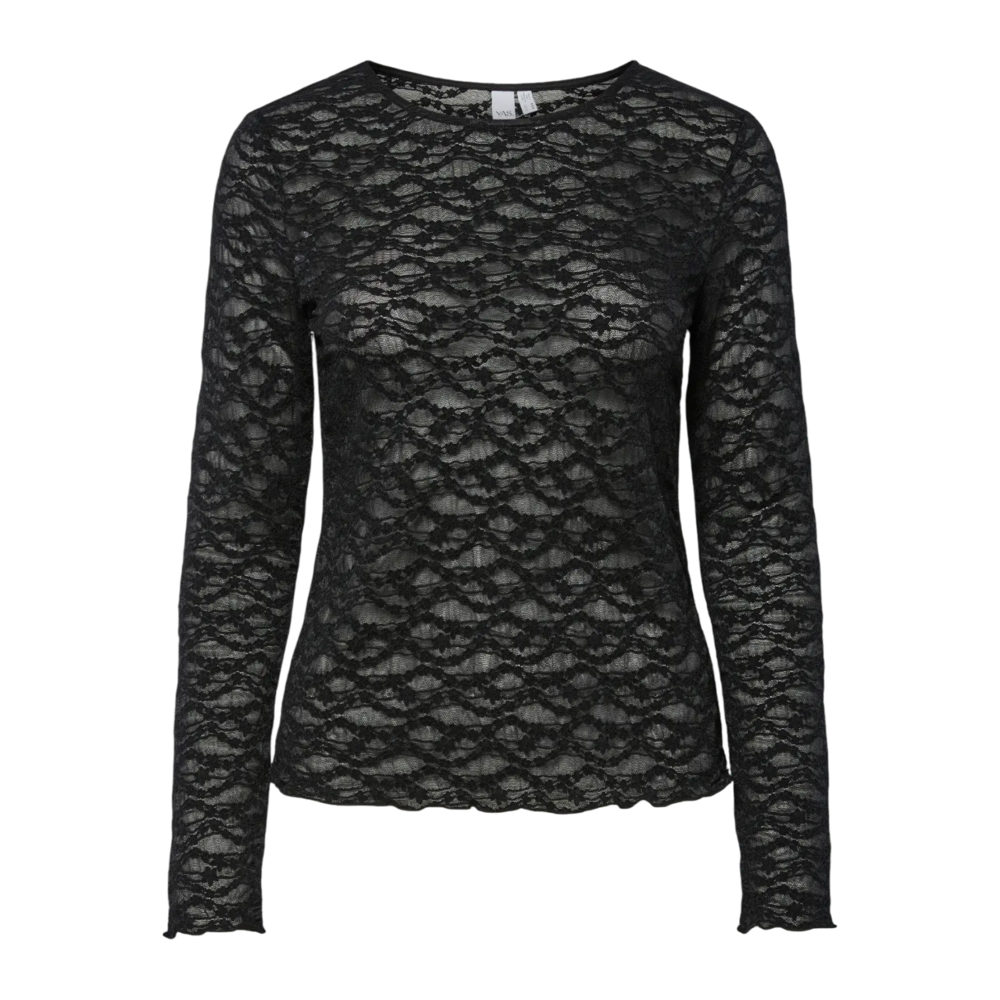 YAS CARA LACE TOP - BLACK