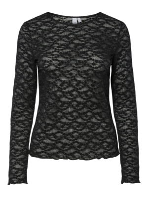 YAS CARA LACE TOP - BLACK
