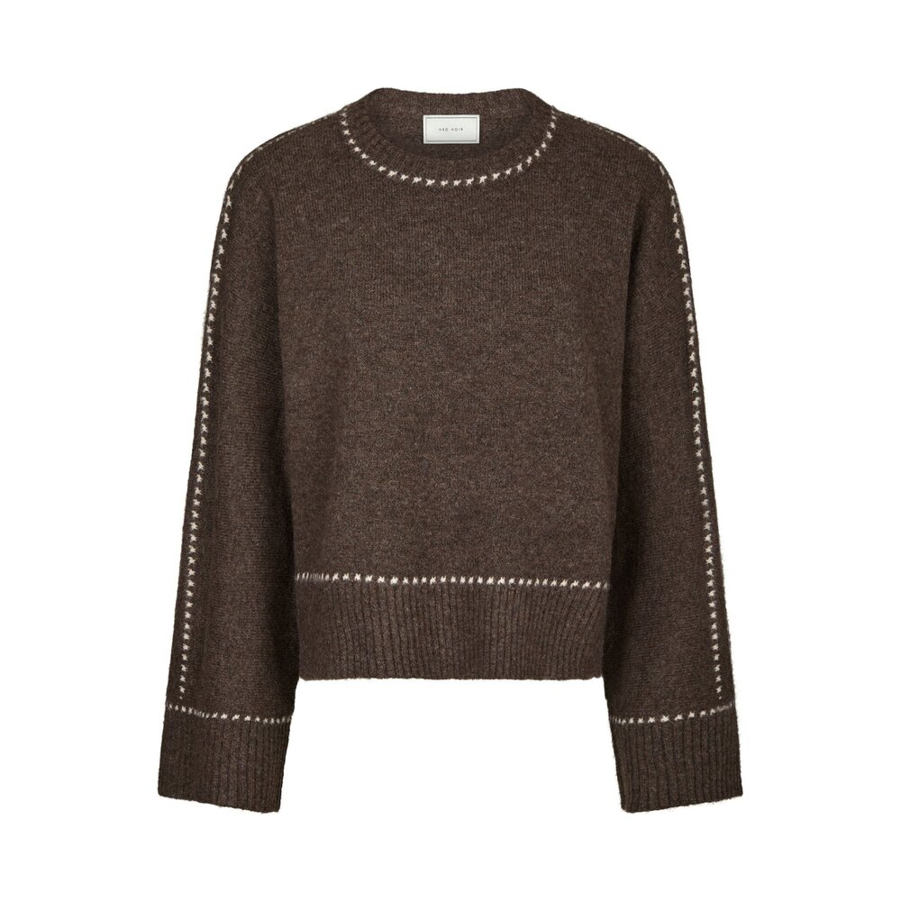 Neo Noir ROEME KNIT BLOUSE - BROWN MELANGE