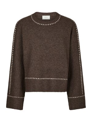 Neo Noir ROEME KNIT BLOUSE - BROWN MELANGE