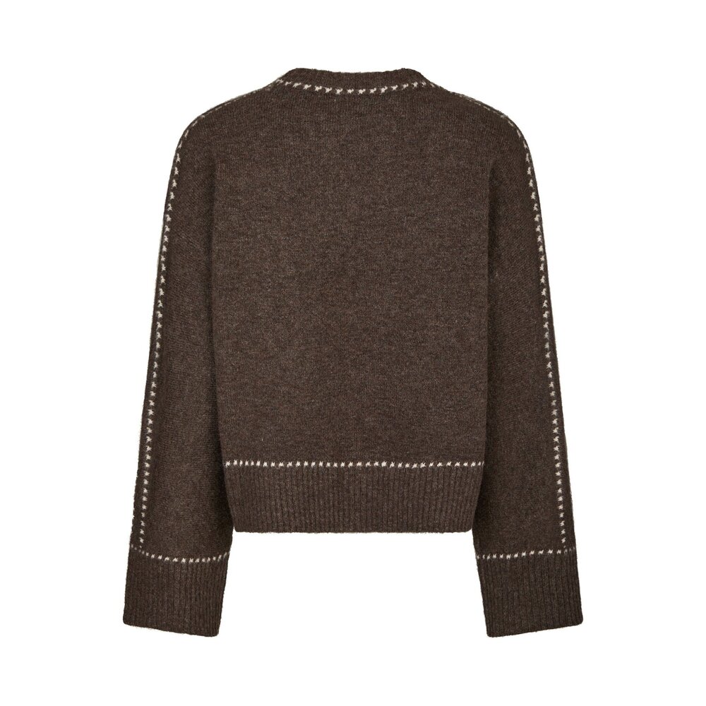 Neo Noir ROEME KNIT BLOUSE - BROWN MELANGE