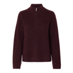Selected Femme LULU KNIT HALF ZIP - FIG MELANGE