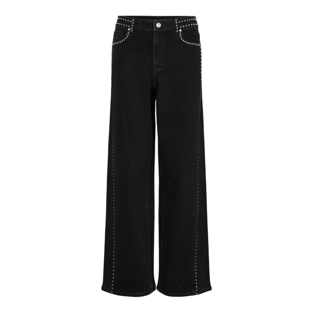 YAS NOELLE STUDDED JEANS - DARK GREY