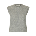 Selected Femme LULU SL BUTTON O-NECK VEST - LIGHT GREY MELANGE