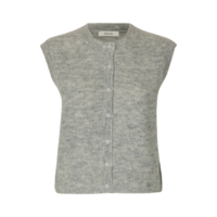 LULU SL BUTTON O-NECK VEST - LIGHT GREY MELANGE
