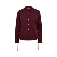 POPPY EYELET TIE SHIRT - WINERED