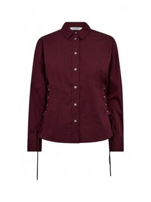 co'couture POPPY EYELET TIE SHIRT - WINERED