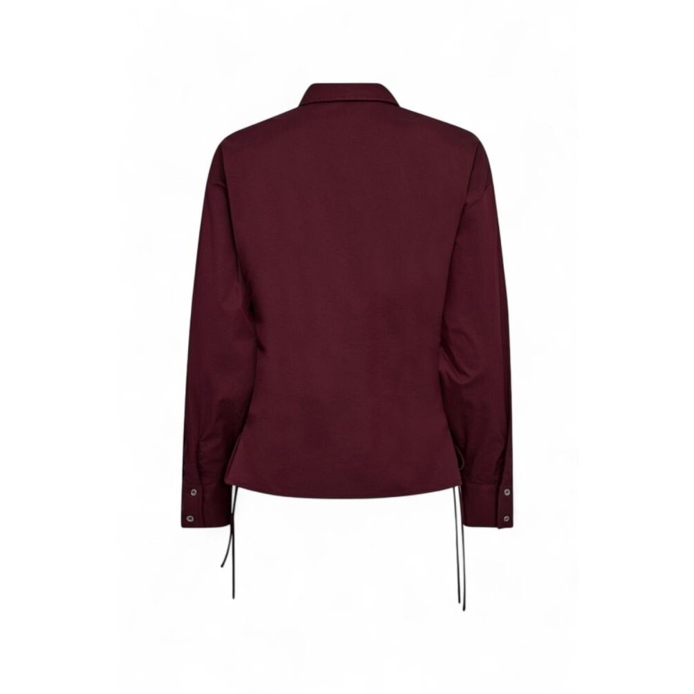 co'couture POPPY EYELET TIE SHIRT - WINERED