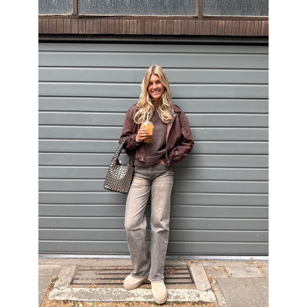 LOTZ & LOT ROXY WIDE LEG JEANS - GREY/BROWN