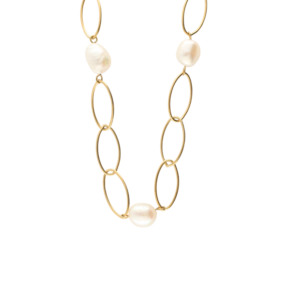 My Jewellery BOLD PEARLS LINK NECKLACE - GOLD