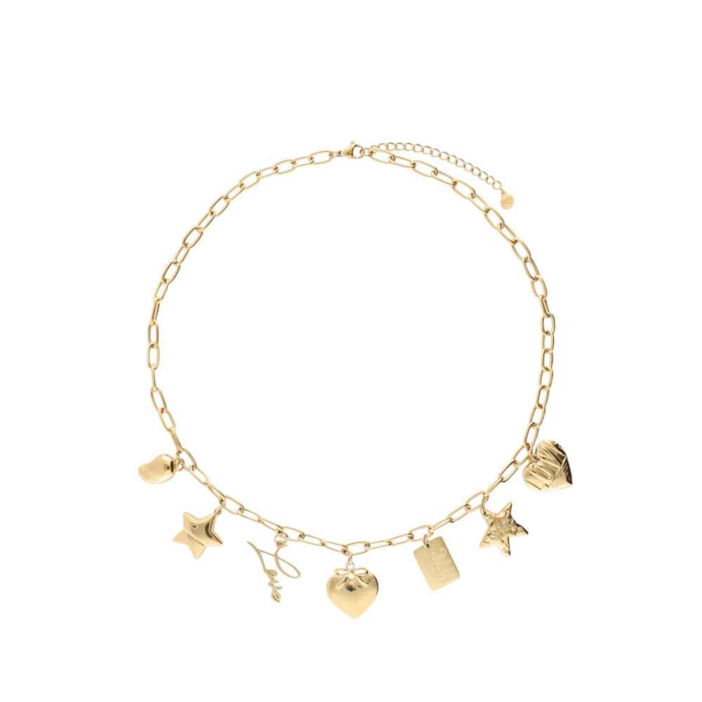 BOLD MULTI CHARM LINK NECKLACE - GOLD My Jewellery BOLD MULTI CHARM LINK NECKLACE - GOLD