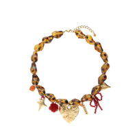 BEAD CHARM NECKLACE - LEOPARD PRINT