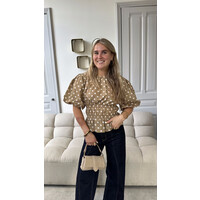 POLLY DOT TOP - BEIGE