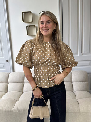 LOTZ & LOT POLLY DOT TOP - BEIGE