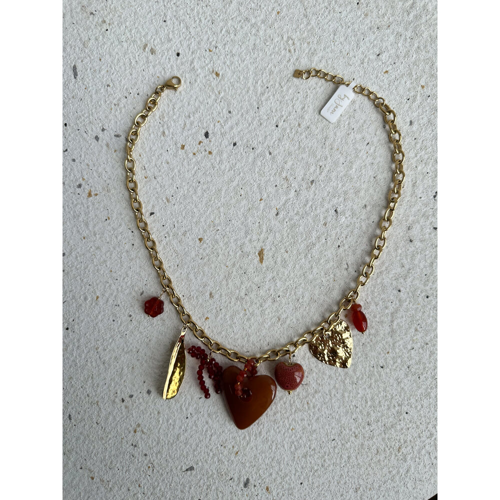KATE NECKLACE - BROWN HEART/GOLD By Jam KATE NECKLACE - BROWN HEART/GOLD