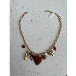 KATE NECKLACE - BROWN HEART/GOLD By Jam KATE NECKLACE - BROWN HEART/GOLD