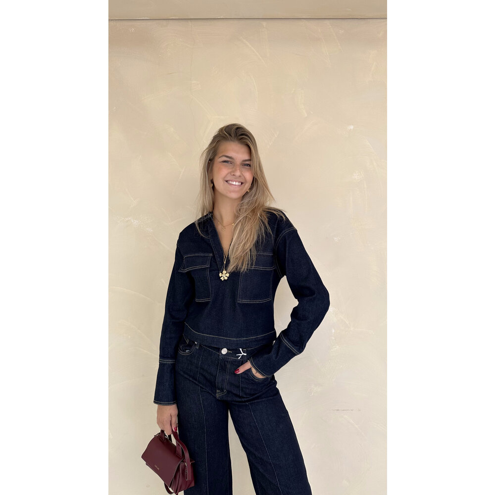 FLO DENIM BLOUSE - DARK BLUE LOTZ & LOT FLO DENIM BLOUSE - DARK BLUE