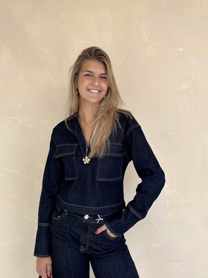 LOTZ & LOT FLO DENIM BLOUSE - DARK BLUE