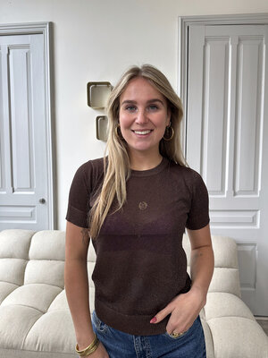 LOTZ & LOT CLARE GLITTER TOP - DARK BROWN