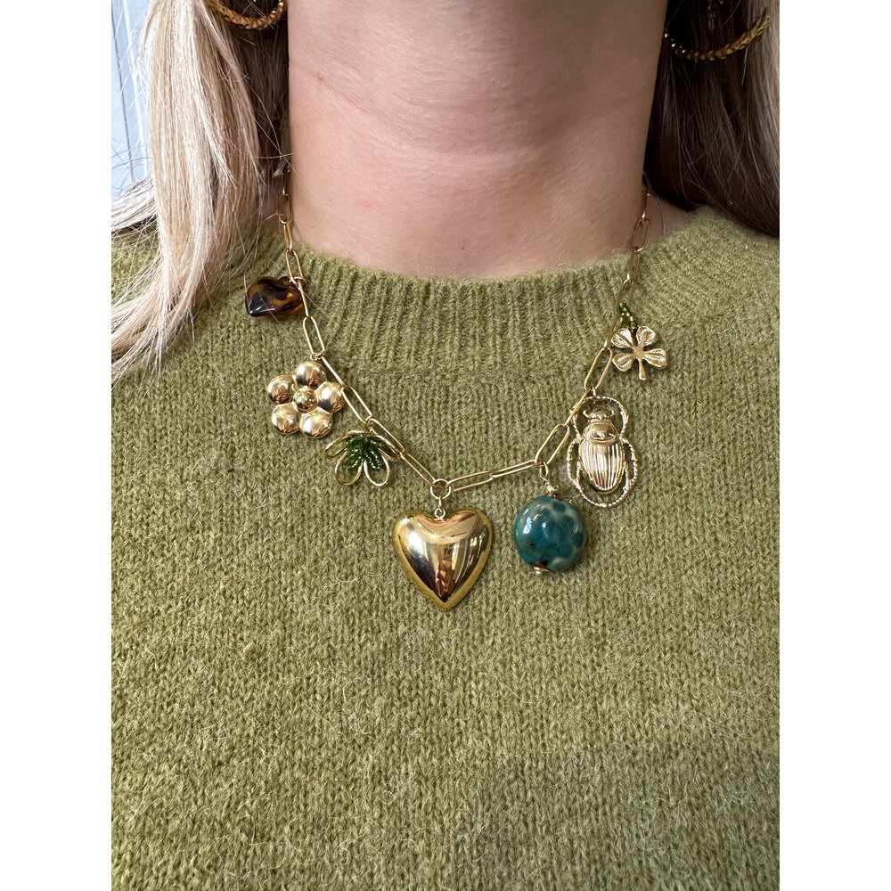 By Jam KATE NECKLACE - GREEN HEART/GOLD