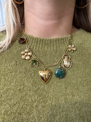 By Jam KATE NECKLACE - GREEN HEART/GOLD