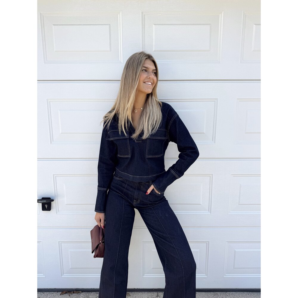 FLO DENIM BLOUSE - DARK BLUE LOTZ & LOT FLO DENIM BLOUSE - DARK BLUE