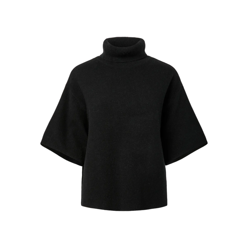 YAS EMILA 2/4 WOOL KNIT PULLOVER - BLACK