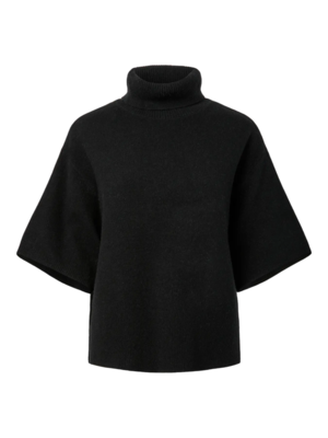 YAS EMILA 2/4 WOOL KNIT PULLOVER - BLACK