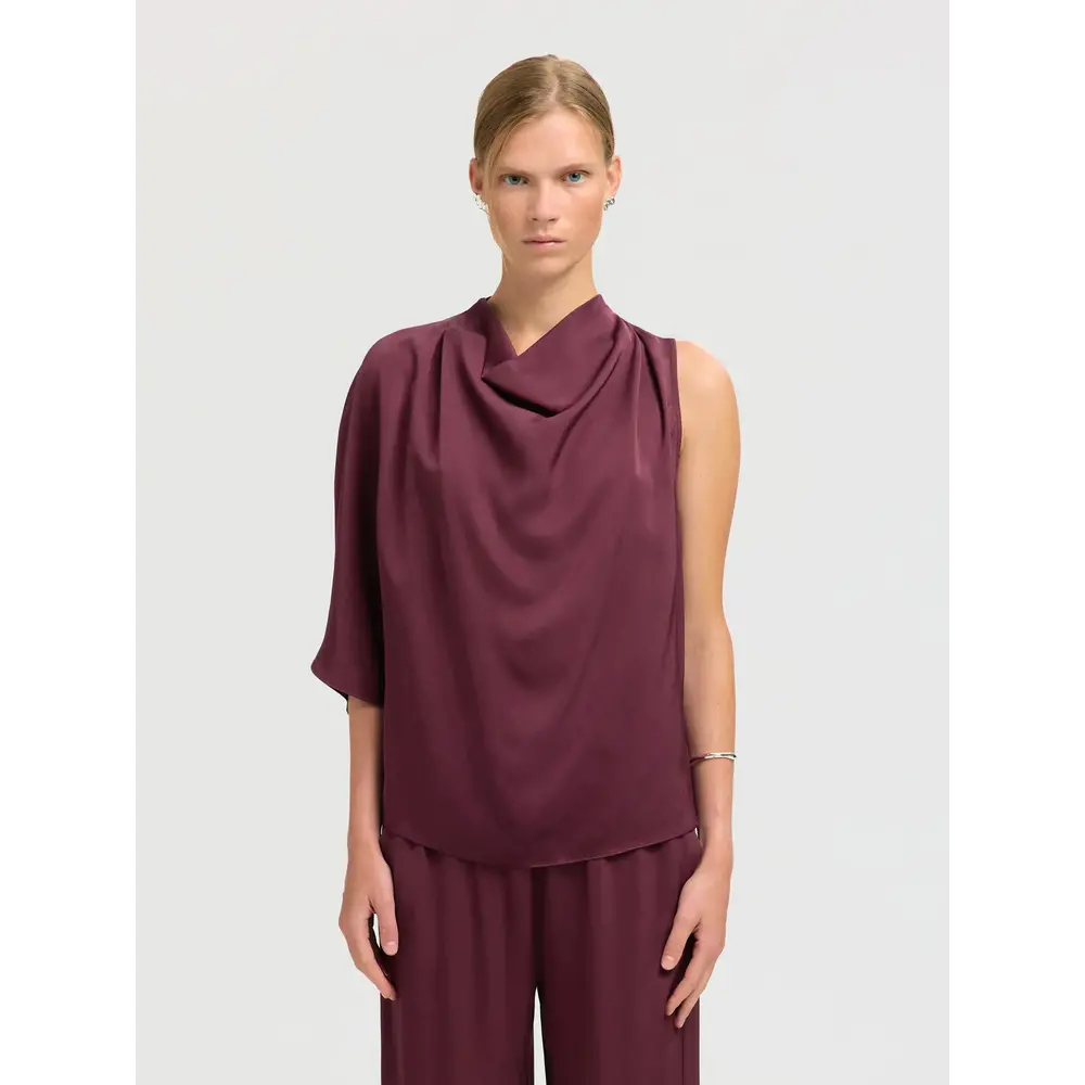 Selected Femme LAURINA ONE SHOULDER COWL TOP - FIG