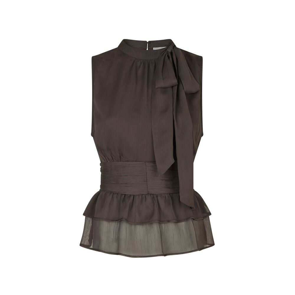 Neo Noir ANSOL SOLID CHIFFON TOP - DARK BROWN