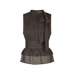 Neo Noir ANSOL SOLID CHIFFON TOP - DARK BROWN