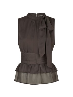 Neo Noir ANSOL SOLID CHIFFON TOP - DARK BROWN