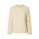 Selected Femme GABELLA KNIT BOW O-NECK - BIRCH