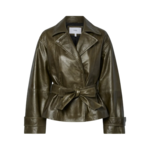 YAS LIBBO LEATHER JACKET - TEAK