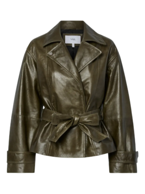 YAS LIBBO LEATHER JACKET - TEAK