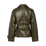 YAS LIBBO LEATHER JACKET - TEAK