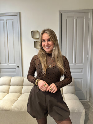 LOTZ & LOT DOT MESH TOP - BROWN/ BLACK LOTZ & LOT DOT MESH TOP - BROWN/ BLACK