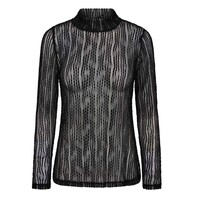 BARB TURTLENECK BLOUSE - BLACK