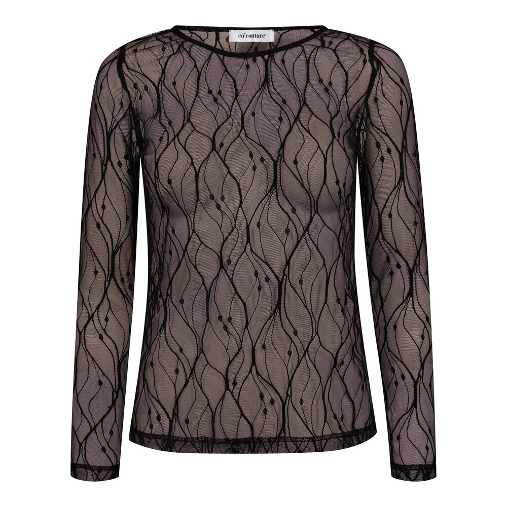 co'couture MERCY MESH BLOUSE - DARK BROWN